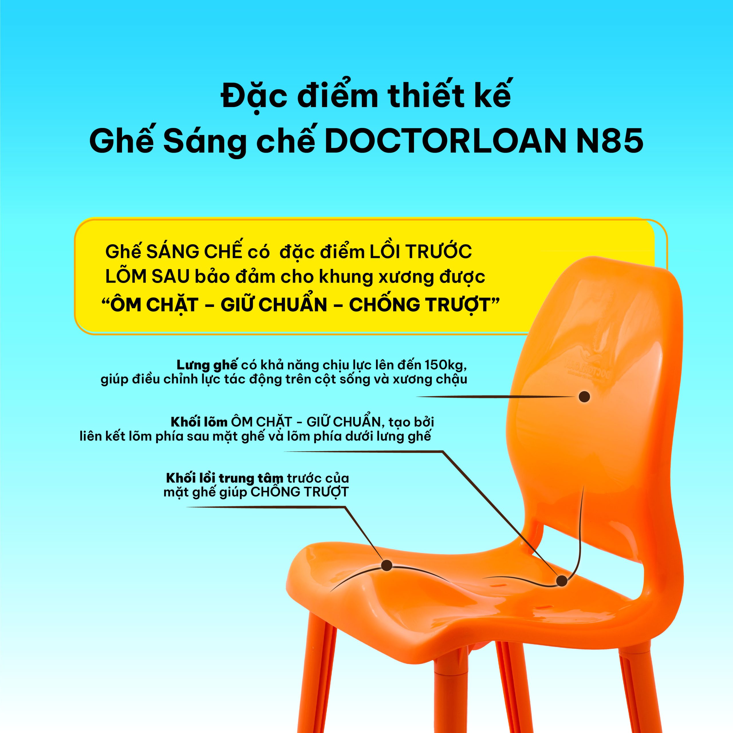 Ghế sáng chế DoctorLoan N85 CHÂN DÀI - Ảnh 2